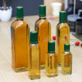 Glass Condiment Bottle Transparent Square Glass Bottle for Cooking Olive Oil 250ml 500ml